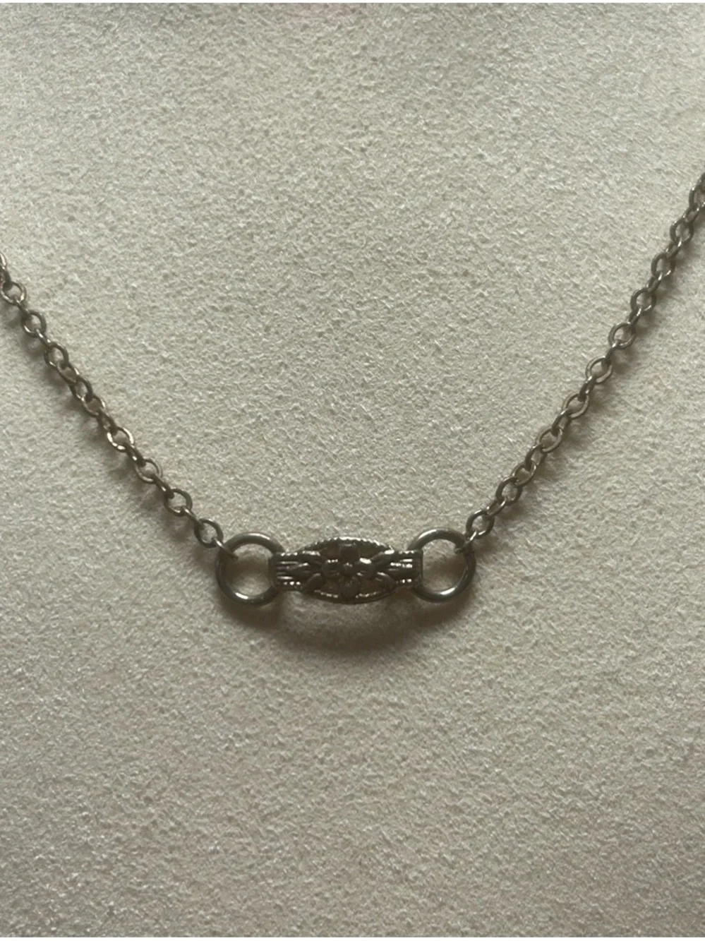 Girl’s Silver Tone Necklace with Pink Floral Accents